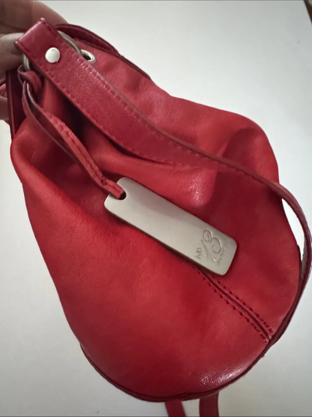 BOTKIER Charlotte Red Lambskin Leather Satchel Shoulder Bag Silver Hardware EUC